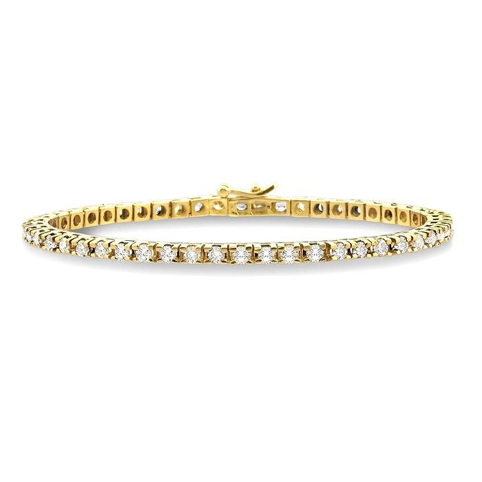 4 Ctw Square Shape Round Cut Diamond Tennis Bracelet in 14K Yellow Gold