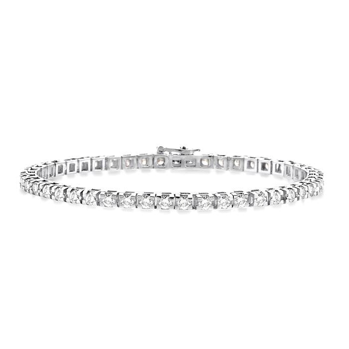 5 Ctw Square Shape Round Cut Diamond Tennis Bracelet in 14K White Gold