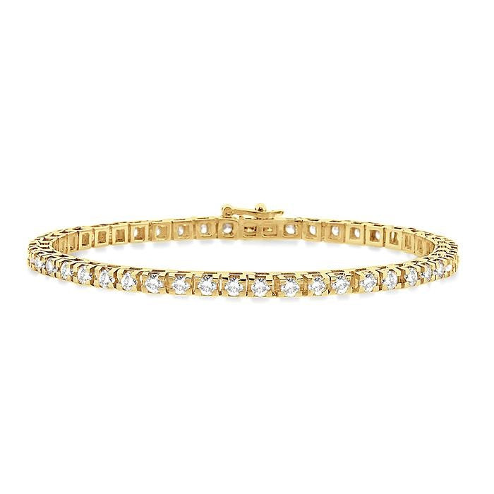 5 Ctw Square Shape Round Cut Diamond Tennis Bracelet in 14K Yellow Gold