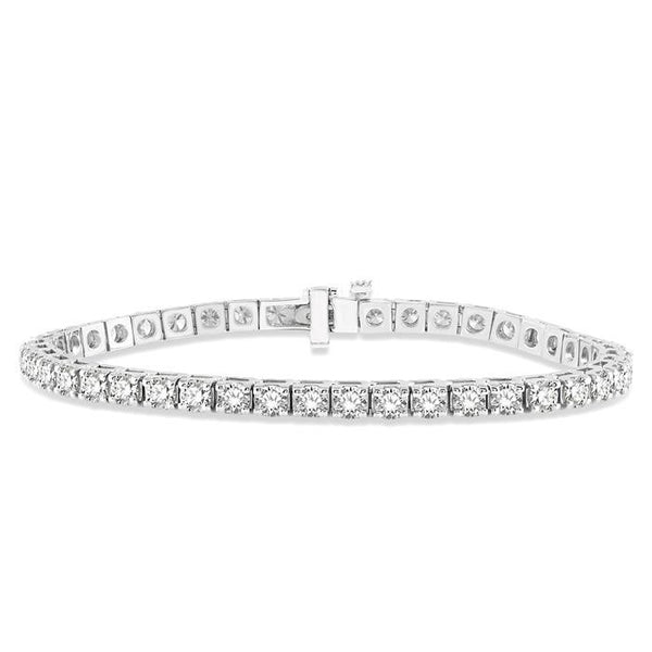 7 Ctw Square Shape Round Cut Diamond Tennis Bracelet in 14K White gold