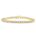 7 Ctw Square Shape Round Cut Diamond Tennis Bracelet in 14K Yellow Gold