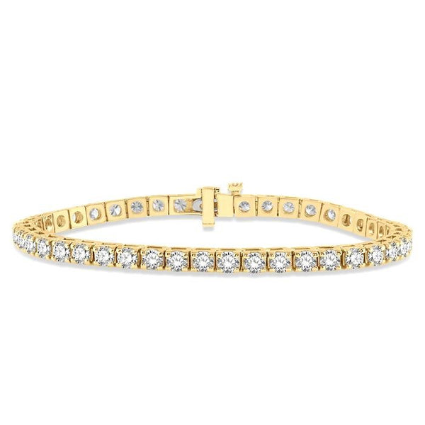 7 Ctw Square Shape Round Cut Diamond Tennis Bracelet in 14K Yellow Gold