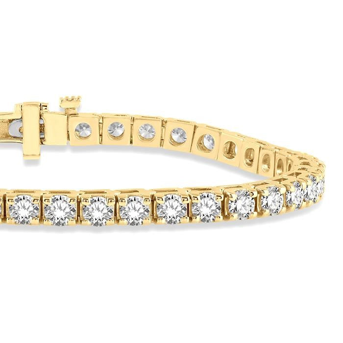 7 Ctw Square Shape Round Cut Diamond Tennis Bracelet in 14K Yellow Gold