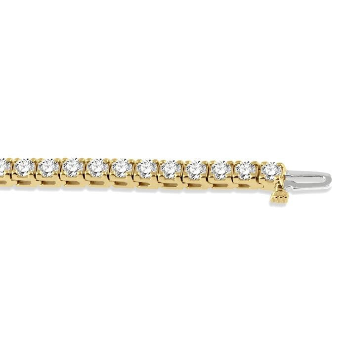7 Ctw Square Shape Round Cut Diamond Tennis Bracelet in 14K Yellow Gold