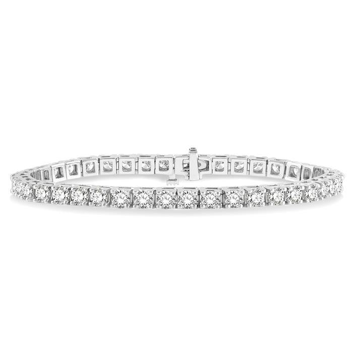 8 Ctw Square Shape Round Cut Diamond Tennis Bracelet in 14K White gold