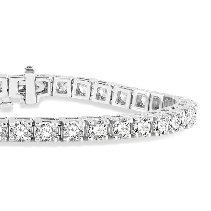 8 Ctw Square Shape Round Cut Diamond Tennis Bracelet in 14K White gold