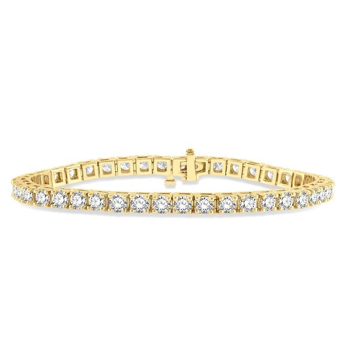 8 Ctw Square Shape Round Cut Diamond Tennis Bracelet in 14K Yellow Gold