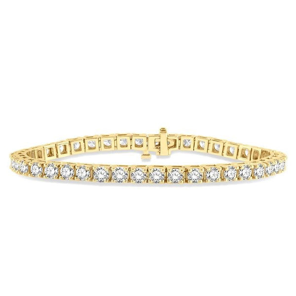 8 Ctw Square Shape Round Cut Diamond Tennis Bracelet in 14K Yellow Gold