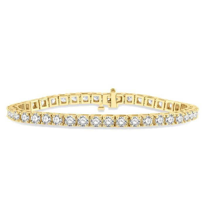 8 Ctw Square Shape Round Cut Diamond Tennis Bracelet in 14K Yellow Gold