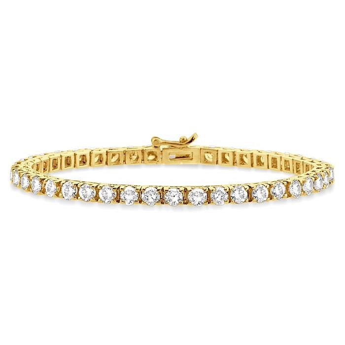 9 Ctw Square Shape Round Cut Diamond Tennis Bracelet in 14K Yellow Gold