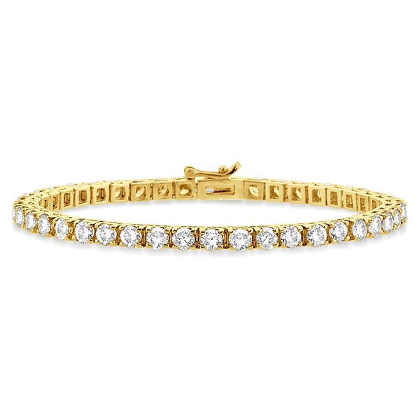 9 Ctw Square Shape Round Cut Diamond Tennis Bracelet in 14K Yellow Gold