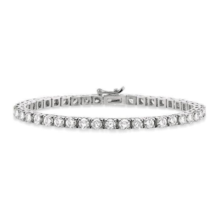 10 Ctw Square Shape Round Cut Diamond Tennis Bracelet in 18K White Gold