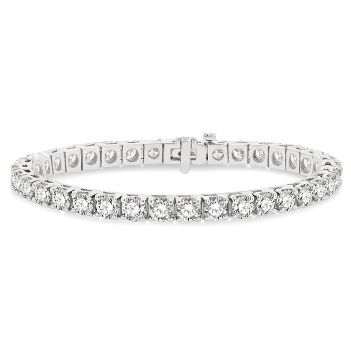 12 Ctw Square Shape Round Cut Diamond Tennis Bracelet in 14K White Gold