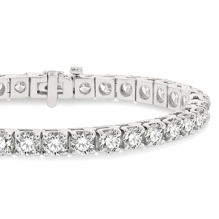 12 Ctw Square Shape Round Cut Diamond Tennis Bracelet in 14K White Gold