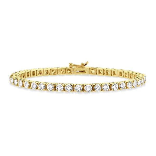 10 Ctw Square Shape Round Cut Diamond Tennis Bracelet in 14K Yellow Gold