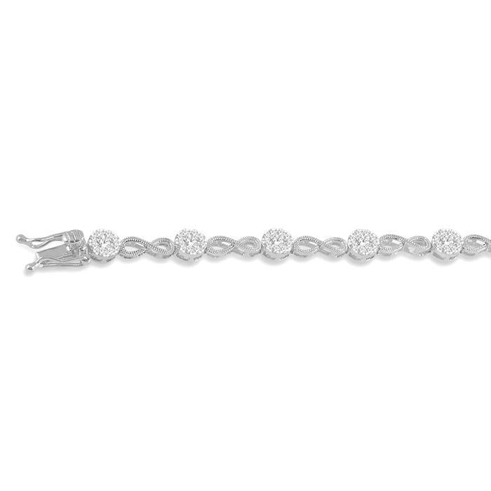 1 1/2 Ctw Shine Bright Round Cut Diamond Infinity Link Bracelet in 14K White Gold