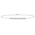 1/5 Ctw Bar Shape Round Cut Diamond Link Chain Bracelet in 10K White Gold