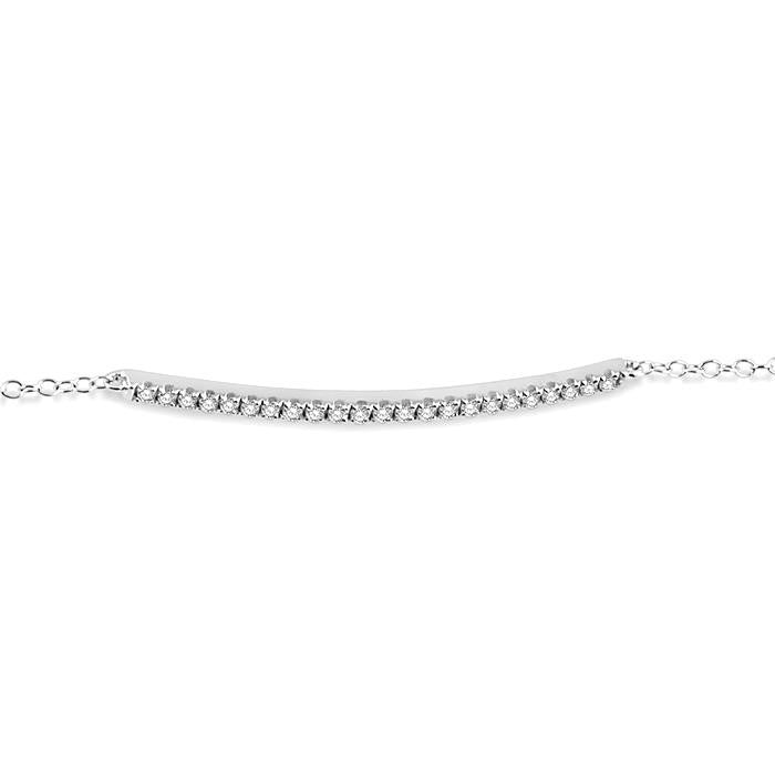 1/5 Ctw Bar Shape Round Cut Diamond Link Chain Bracelet in 10K White Gold