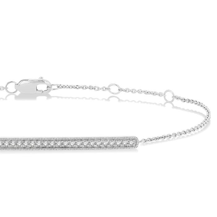1/6 Ctw Bar Center Round Cut Diamond Petite Bracelet in 10K White Gold