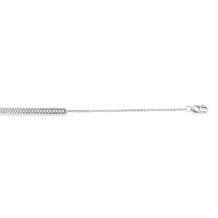 1/6 Ctw Bar Center Round Cut Diamond Petite Bracelet in 10K White Gold