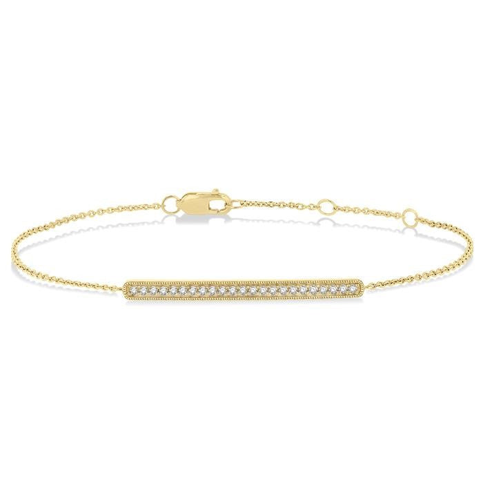 1/6 Ctw Bar Center Round Cut Diamond Petite Bracelet in 10K Yellow Gold