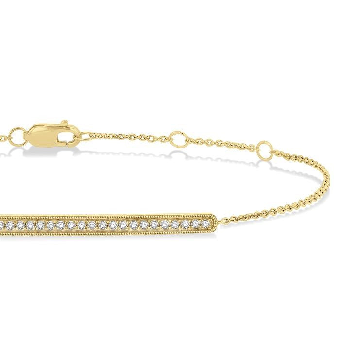 1/6 Ctw Bar Center Round Cut Diamond Petite Bracelet in 10K Yellow Gold