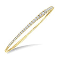 2 Ctw Round Cut Diamond Halfway Graduated Flex Bangle in 14K Yellow Gold