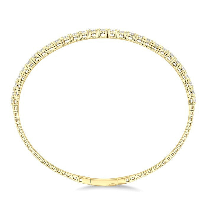 3 Ctw Round Cut Diamond Halfway Graduated Flex Bangle in 14K Yellow Gold