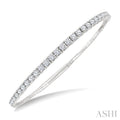 3 Ctw Round Cut Diamond Halfway Graduated Flex Bangle in 14K White Gold