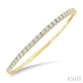 3 Ctw Round Cut Diamond Halfway Graduated Flex Bangle in 14K Yellow Gold