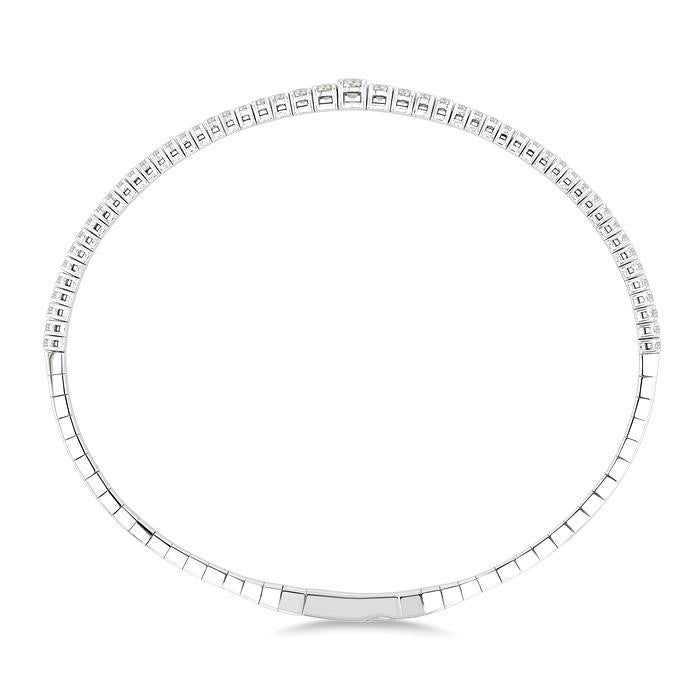 1 Ctw Round Cut Diamond Halfway Graduated Flex Bangle in 14K White Gold