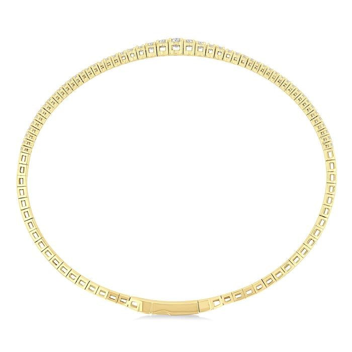 1 Ctw Round Cut Diamond Halfway Graduated Flex Bangle in 14K Yellow Gold
