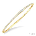 1 Ctw Round Cut Diamond Halfway Graduated Flex Bangle in 14K Yellow Gold