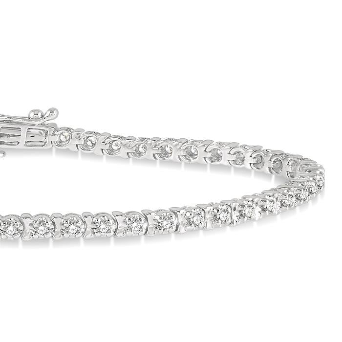 1 Ctw Round Cut Diamond Tennis Tulip Bracelet in 14K White Gold