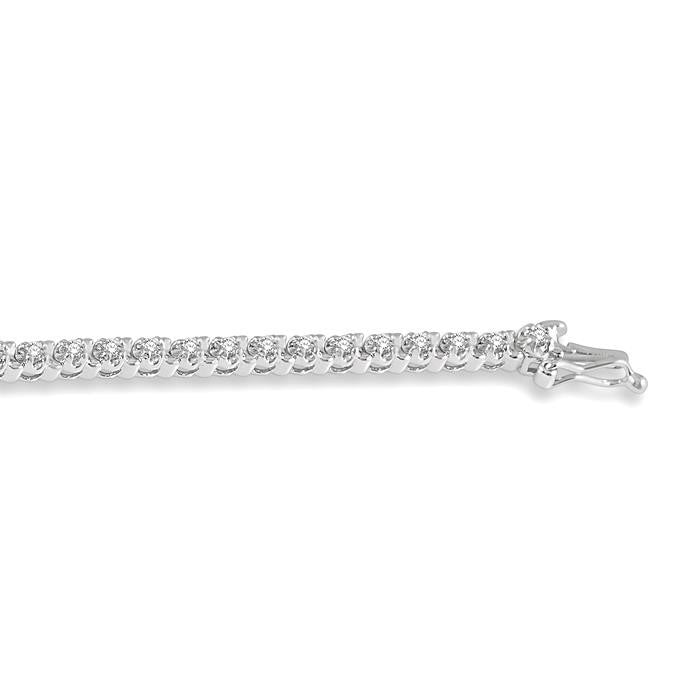 1 Ctw Round Cut Diamond Tennis Tulip Bracelet in 14K White Gold