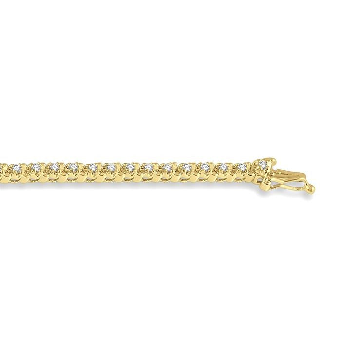 1 Ctw Round Cut Diamond Tennis Tulip Bracelet in 14K Yellow Gold