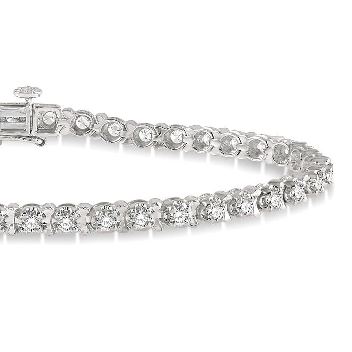 2 Ctw Round Cut Diamond Tennis Tulip Bracelet in 14K White Gold