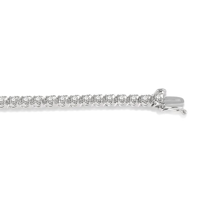 2 Ctw Round Cut Diamond Tennis Tulip Bracelet in 14K White Gold