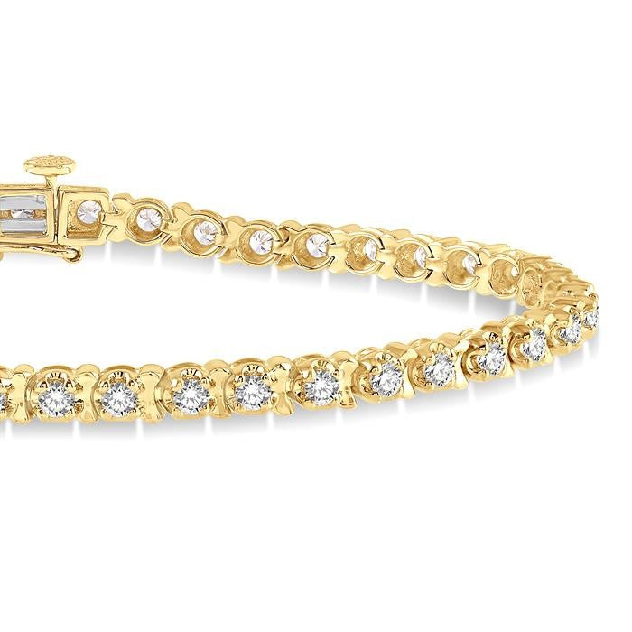 2 Ctw Round Cut Diamond Tennis Tulip Bracelet in 14K Yellow Gold