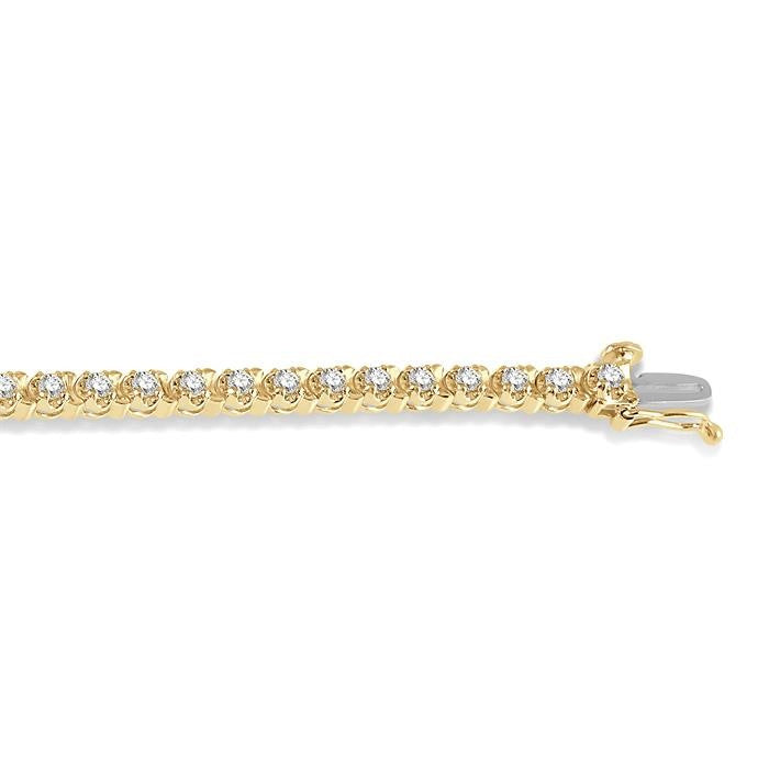2 Ctw Round Cut Diamond Tennis Tulip Bracelet in 14K Yellow Gold