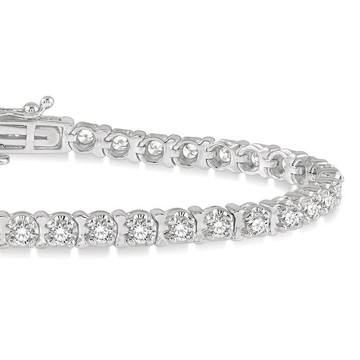 3 Ctw Round Cut Diamond Tennis Tulip Bracelet in 14K White Gold