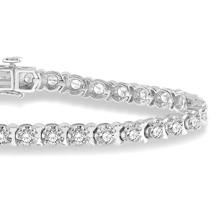 4 Ctw Round Cut Diamond Tennis Tulip Bracelet in 14K White Gold