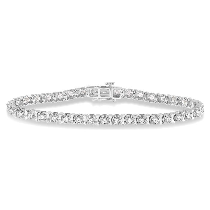 5 Ctw Round Cut Diamond Tennis Tulip Bracelet in 14K White Gold