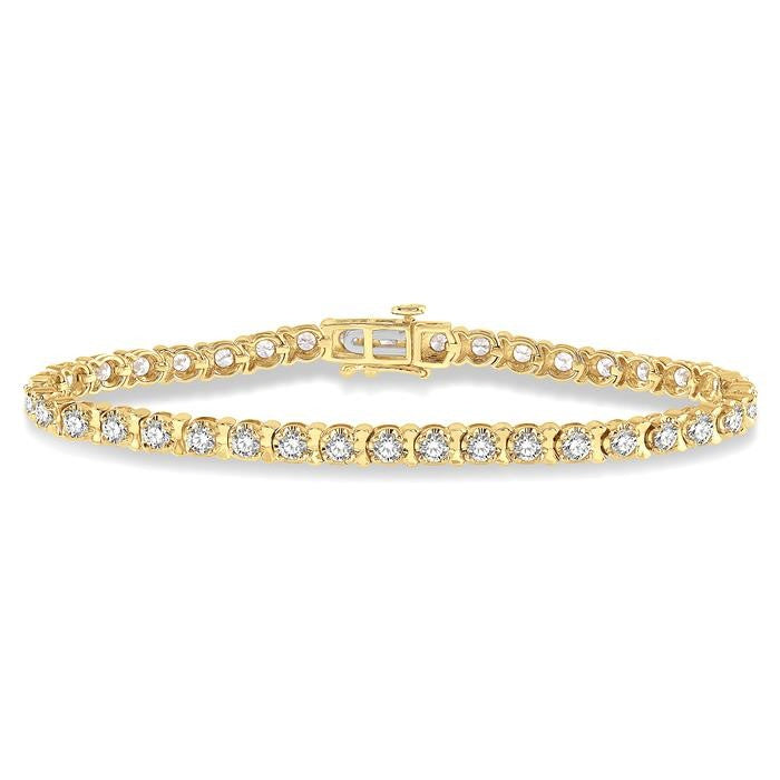 5 Ctw Round Cut Diamond Tennis Tulip Bracelet in 14K Yellow Gold