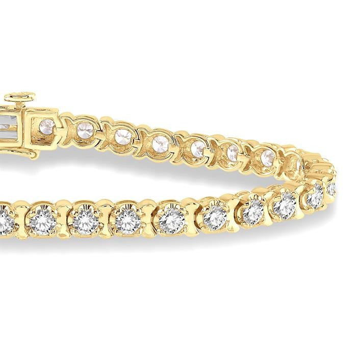 5 Ctw Round Cut Diamond Tennis Tulip Bracelet in 14K Yellow Gold