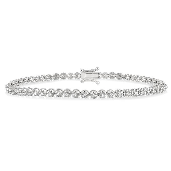 1 Ctw Round Cut Diamond Illusion Tennis Bracelet in 14K White Gold