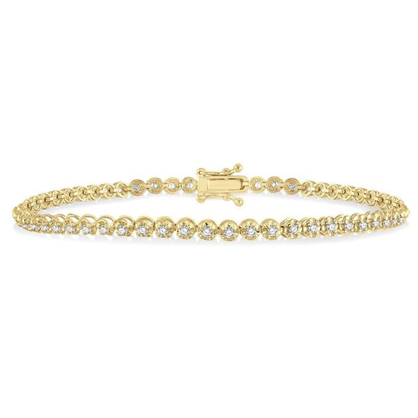 1 Ctw Round Cut Diamond Illusion Tennis Bracelet in 14K Yellow Gold