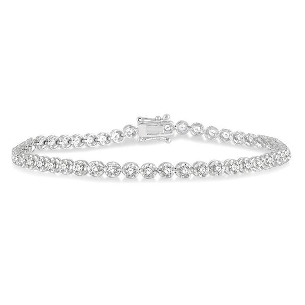2 Ctw Round Cut Diamond Illusion Tennis Bracelet in 14K White Gold