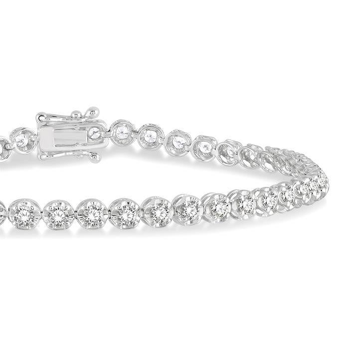 2 Ctw Round Cut Diamond Illusion Tennis Bracelet in 14K White Gold