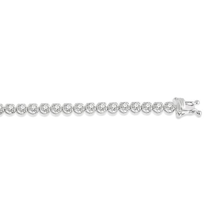 2 Ctw Round Cut Diamond Illusion Tennis Bracelet in 14K White Gold